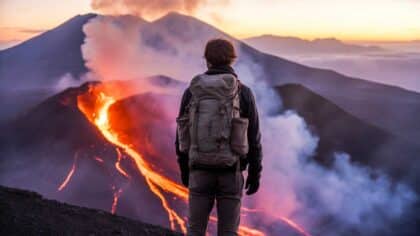 trilhas em vulcões ativos